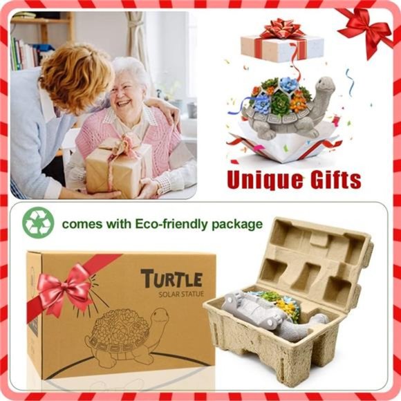 Solar Garden Outdoor Statues Turtle with Succulent & 7LED Lights-Tortoise Statue - Picture 2 of 7